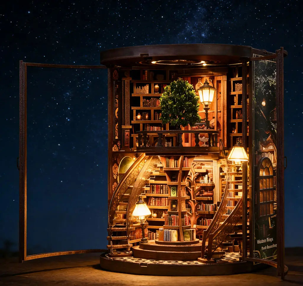 Wisdom Ring Book Nook DIY Kit - 3D Wooden Library Model