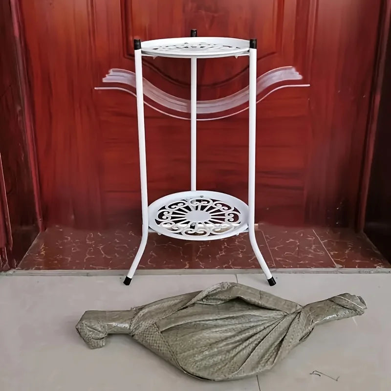 2-Tiered Metal Plant Stand Rack for Indoor/Outdoor