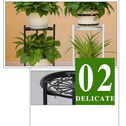 2-Tiered Metal Plant Stand Rack for Indoor/Outdoor