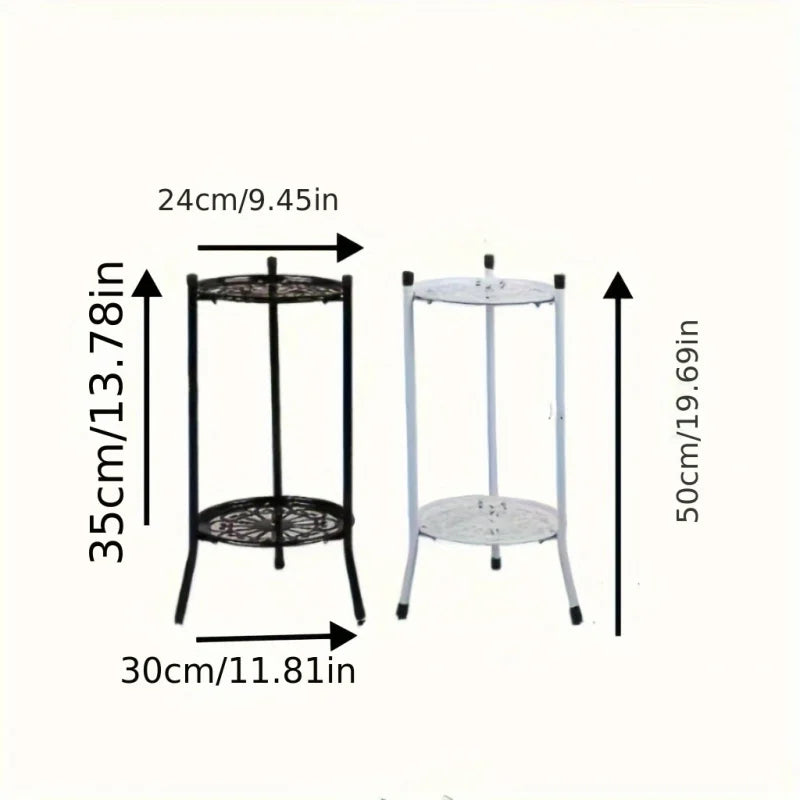 2-Tiered Metal Plant Stand Rack for Indoor/Outdoor