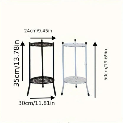 2-Tiered Metal Plant Stand Rack for Indoor/Outdoor