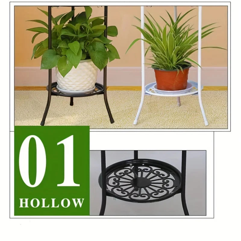 2-Tiered Metal Plant Stand Rack for Indoor/Outdoor