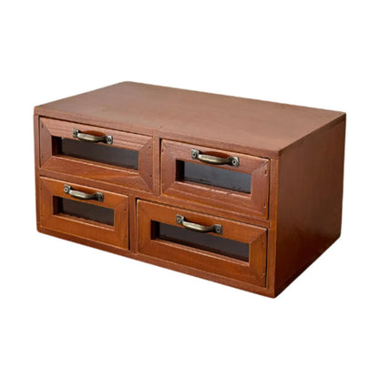 Wooden Desk Organizer Box with Drawers for Office