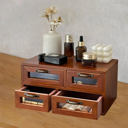 Wooden Desk Organizer Box with Drawers for Office