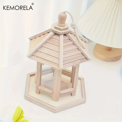 KEMORELA Wooden Bird Feeder House Outdoor Hanging