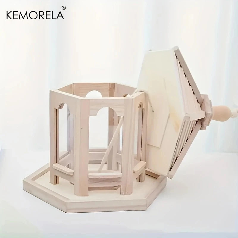 KEMORELA Wooden Bird Feeder House Outdoor Hanging