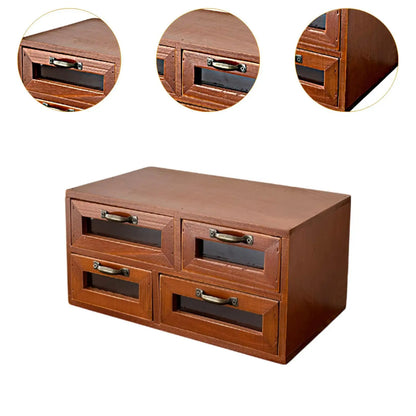 Wooden Desk Organizer Box with Drawers for Office