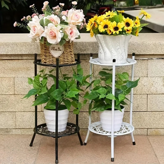 2-Tiered Metal Plant Stand Rack for Indoor/Outdoor