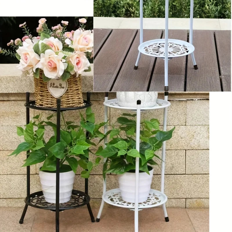 2-Tiered Metal Plant Stand Rack for Indoor/Outdoor