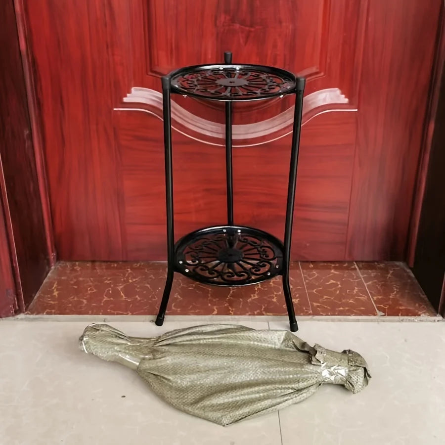 2-Tiered Metal Plant Stand Rack for Indoor/Outdoor