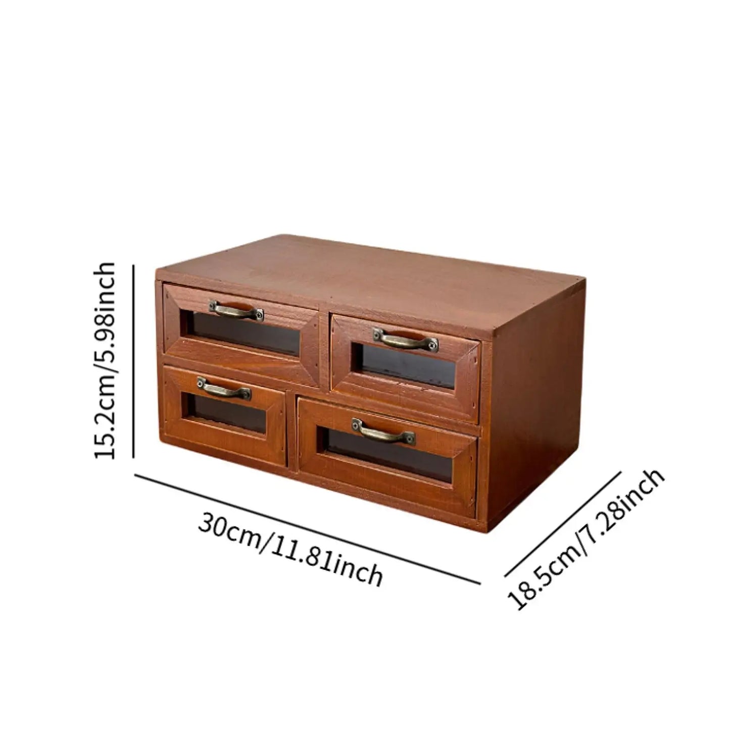 Wooden Desk Organizer Box with Drawers for Office