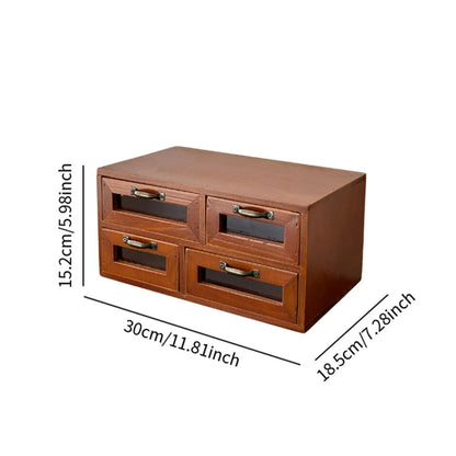 Wooden Desk Organizer Box with Drawers for Office