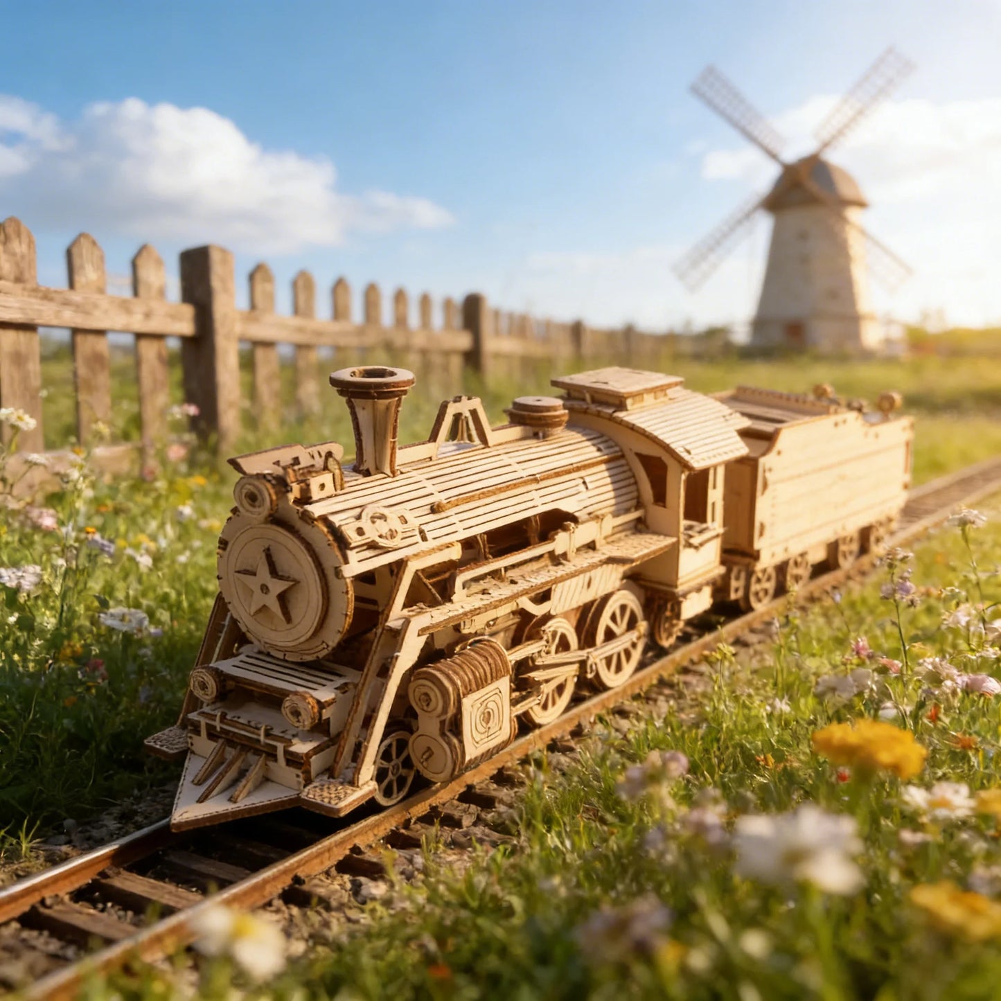 DIY Wooden 3D Train Assembly Educational Birthday Gift